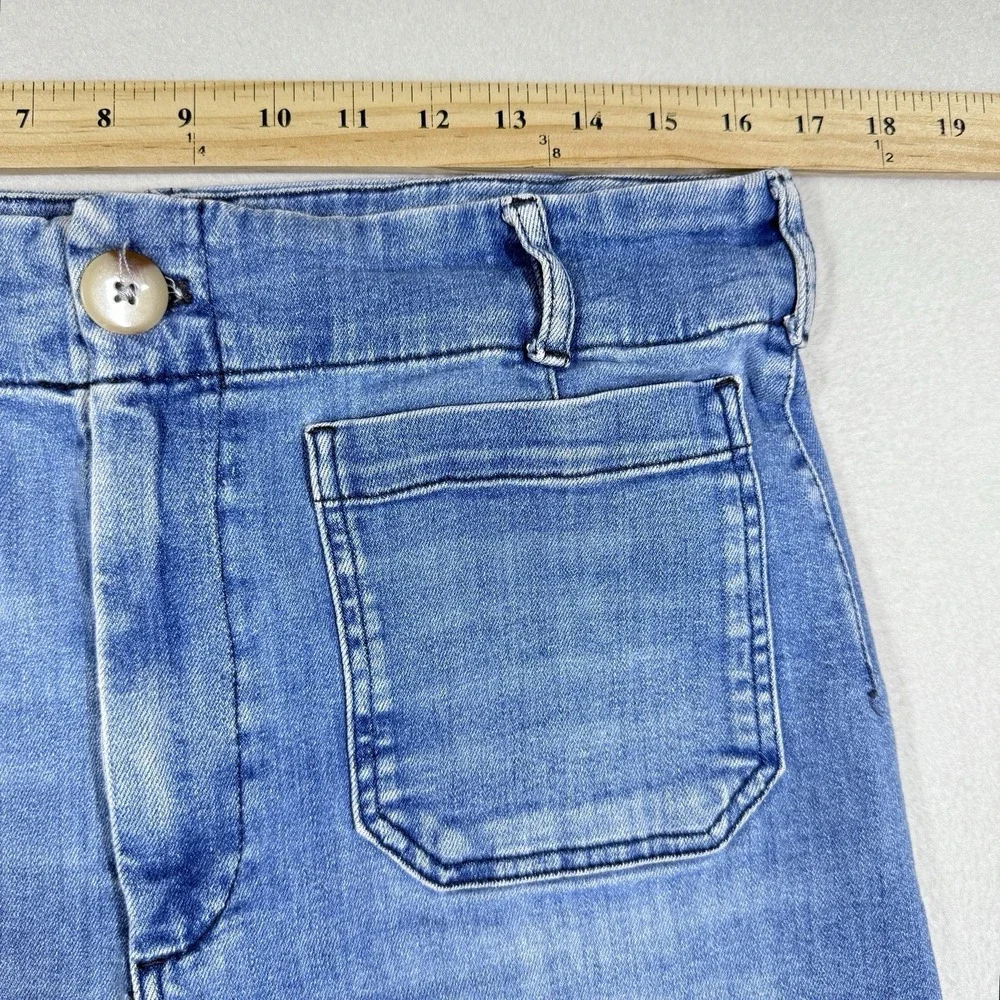 Maeve Anthropologie Jeans Womens 32 The Colette Wide Leg Crop Denim Patch Pocket - Picture 9 of 14